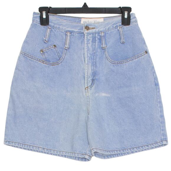 Anchor Blue Vintage Denim Shorts Mom High Rise Minimalist 90s Boho Classic 7 25 - Picture 1 of 4